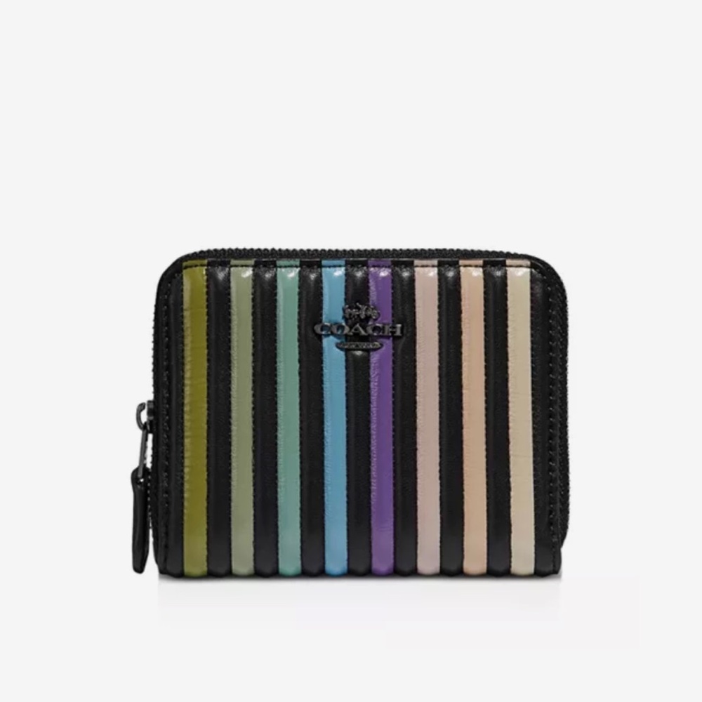 Coach Small Ombré Quilted Zip-Around Black/Multi Wallet $150